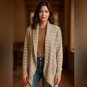 BCBG Paris Open-Front Striped Knit Cardigan – Size M